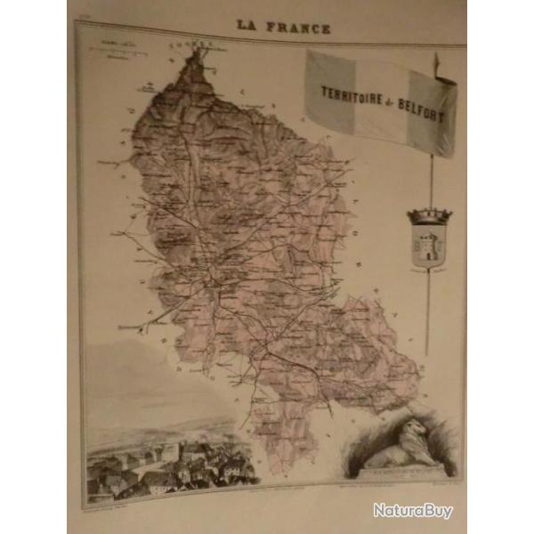 carte geographique  territoire de belfort  periode  1888