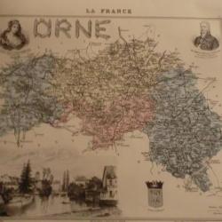 carte geographique  orne  periode  1888
