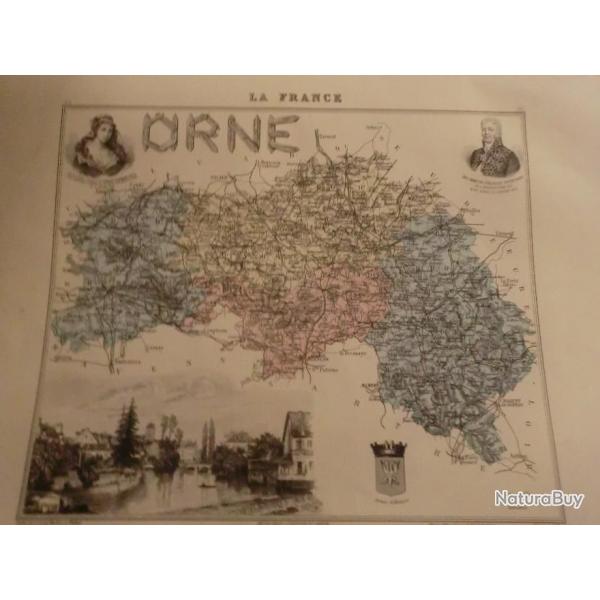 carte geographique  orne  periode  1888