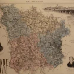 carte geographique  nievre  periode  1888