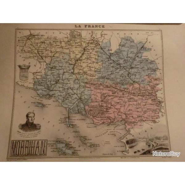 carte geographique  morbihan  periode  1888