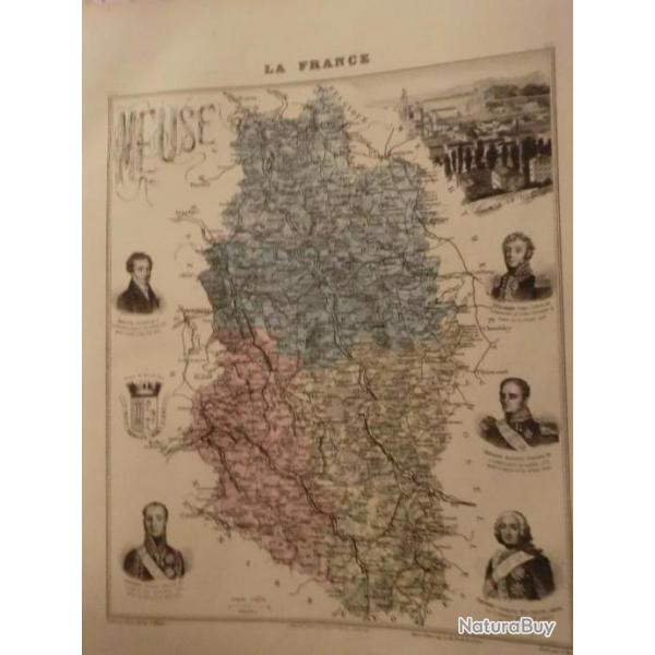 carte geographique  meuse  periode  1888