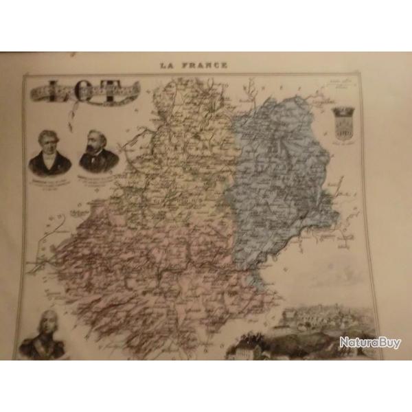 carte geographique  lot  periode  1888
