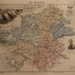 carte geographique  loire inférieure   periode  1888