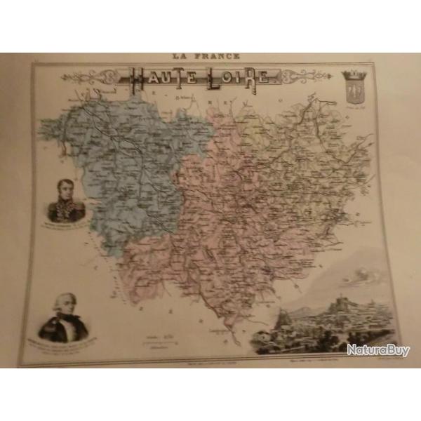 carte geographique haute  loire   periode  1888