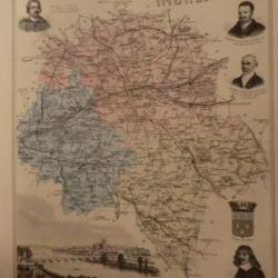 carte geographique  indre et loire  periode  1888