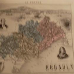 carte geographique  hérault    periode  1888