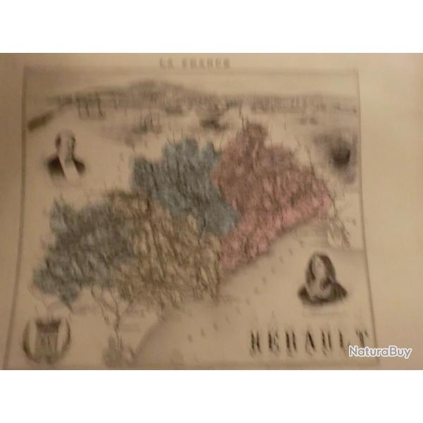 carte geographique  hrault    periode  1888