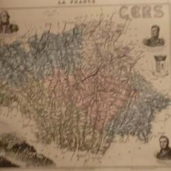 carte geographique  gers  periode  1888