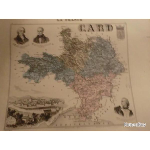 carte geographique gard   periode  1888