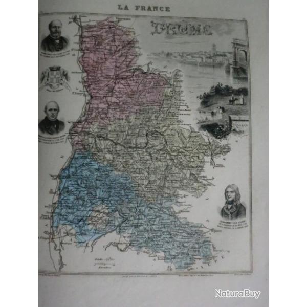 carte geographique  drome   periode  1888