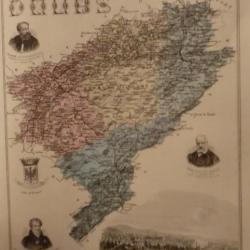carte geographique  doubs   periode  1888