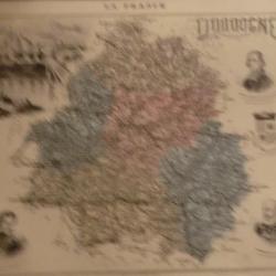 carte geographique  dordogne   periode  1888