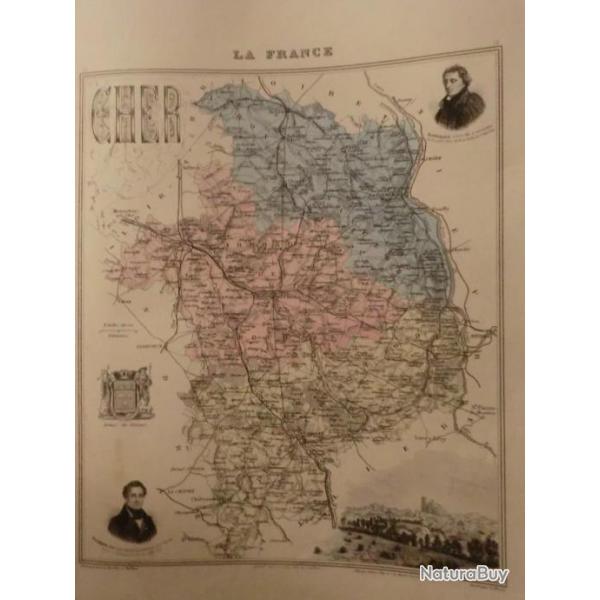 carte geographique  cher  periode  1888