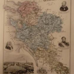 carte geographique  charente inferieure  periode  1888