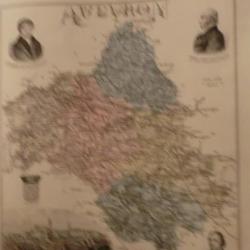 carte geographique  aveyron   periode  1888