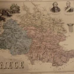 carte geographique  ariége  periode  1888