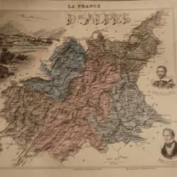 carte geographique  basses   alpes  periode  1888