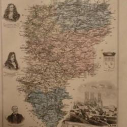 carte geographique  aisne  periode  1888