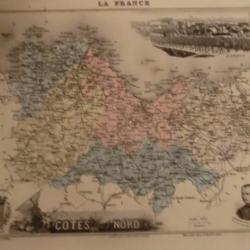 carte geographique  cote du nord  1888