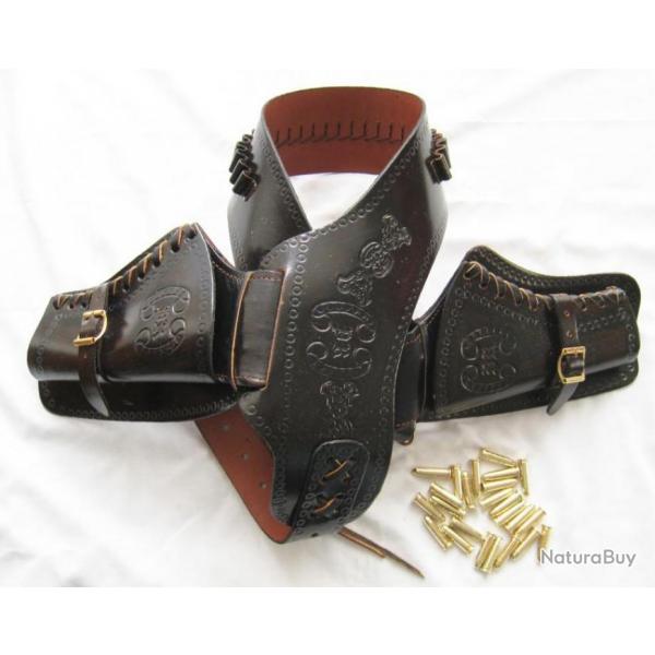 HOLSTER DOUBLE WESTERN BRUN  - Rf.704