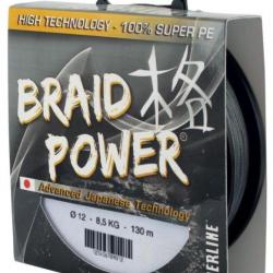 TRESSE BRAID POWER GRISE 250M 0.30mm-25kg