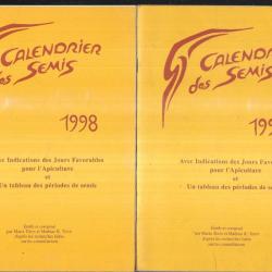calendrier des semis 1992, 1993, 1997, 1998, 2002, et le guide du potager 51 choux et taille