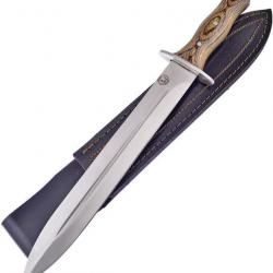 dague de chasse lame 28 cm en acier manche en bois Chipaway Hunter ETUI CUIR