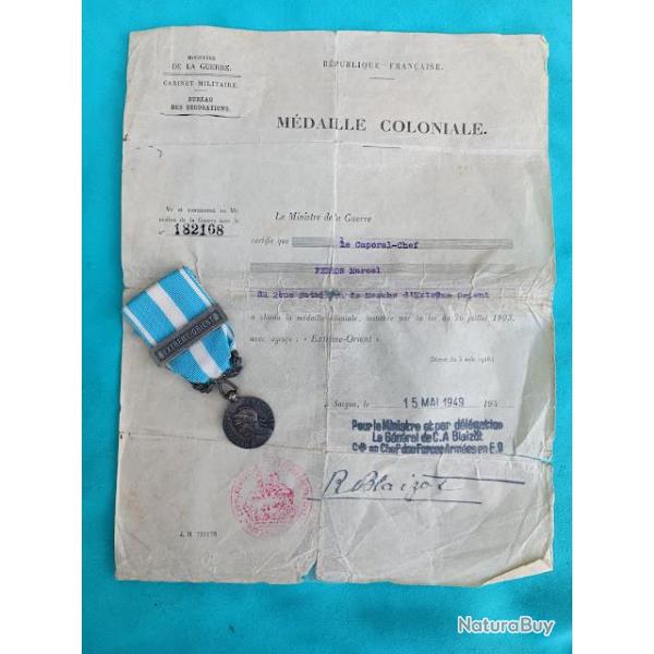 Mdaille coloniale bataillon de marche Extreme orient