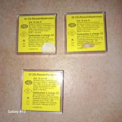 Lot de 3 boites de cartouches gaz CS Wadie pour pistolet d'alarme cal.8mm k