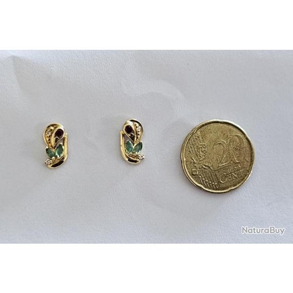 Boucles d'oreille or 18 carats avec pierres prcieuses