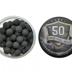 Boîte de 100 balles caoutchouc Rubber-Steel Cal. 0.50 Noir