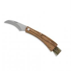 Couteau à champignon manche Bois Lame 6cm avec pinceau