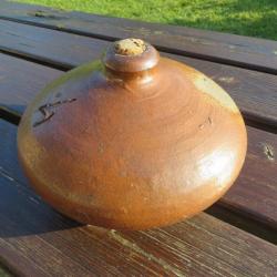 VINTAGE - Ancienne Bouteille/Jarre en grès marron de Puisaye, avec son bouchon en liège - (XIX-XX)