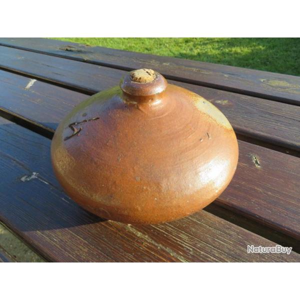 VINTAGE - Ancienne Bouteille/Jarre en grs marron de Puisaye, avec son bouchon en lige - (XIX-XX)