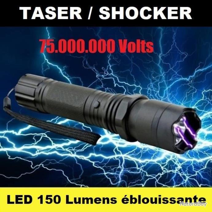 Lampe LED de Sécurité Taser Shocker electrique 75.000KV Très Puissant. Etui  ceinture. Tazer defense - Lampe shocker (10838710)