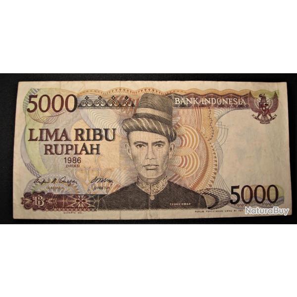 INDONESIE 5000 RUPIAH   1986 bank note TTB