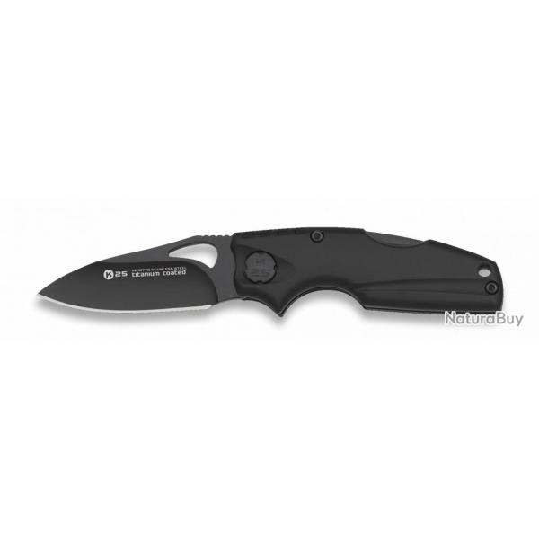 Couteau pliant noir K25 EDC. Clip. L 5.8