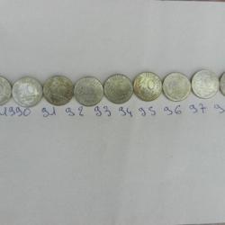 lot de 9 pièces de monnaie de 10 centimes de 1990 à 1998