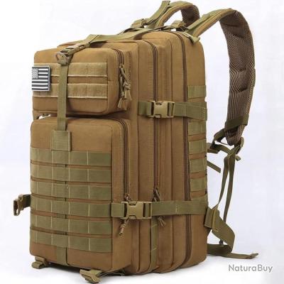 Thuram Sac à Dos Tactique Imperméable 45 L – Pour La Pêche, La Chasse, Le Camping, La Randonnée – Avec Sangle MOLLE, Bretelles Rembourrées