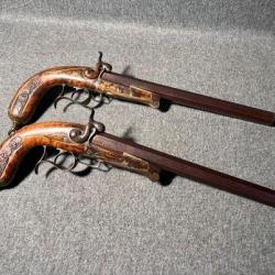 Paires de pistolets a broche fermeture lefaucheux XIXème