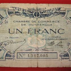 FRANCE billet de necessité de 1 Franc chambre de commerce de Dunkerque tb