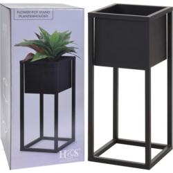 H&S Collection Pot de fleurs sur pied Métal Noir 50 cm