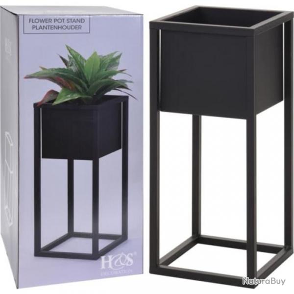 H&S Collection Pot de fleurs sur pied Mtal Noir 50 cm