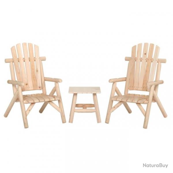 salon de jardin 3 pcs bois massif d'pica