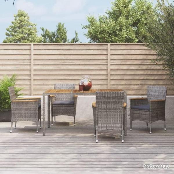 salle  manger de jardin 5 pcs avec coussins Gris