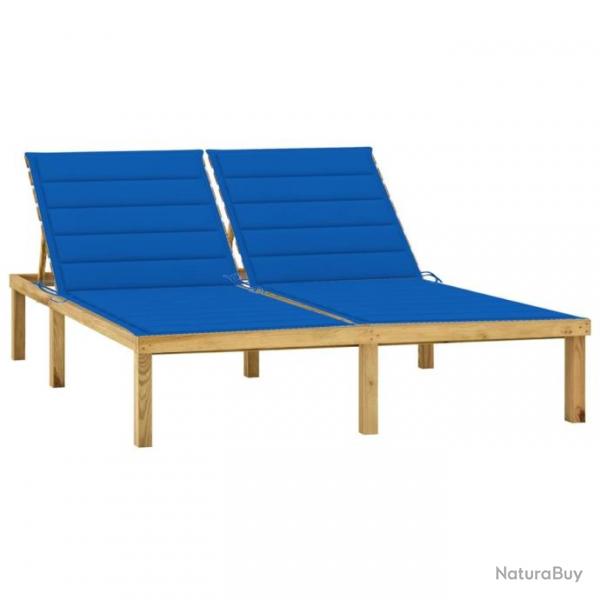 Chaise longue double et coussins bleu royal Pin imprgn