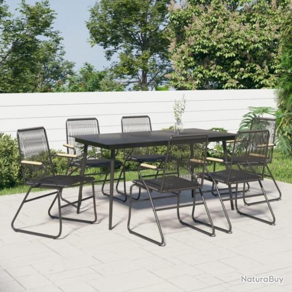 Ensemble  dner de jardin 7 pcs Noir Rotin PVC