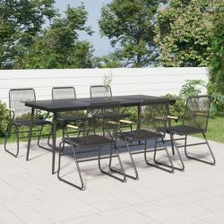 Ensemble à dîner de jardin 7 pcs Noir Rotin PVC