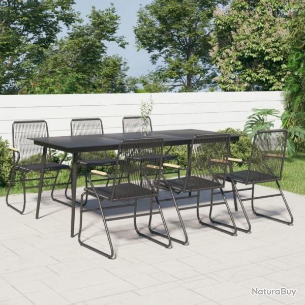 Ensemble  dner de jardin 7 pcs Noir Rotin PVC